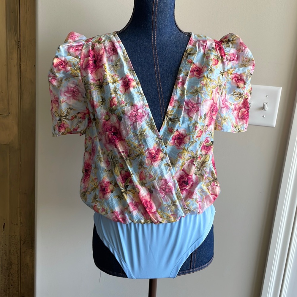Women’s Fanco Sz L Floral Bodysuit bodycon Boutique